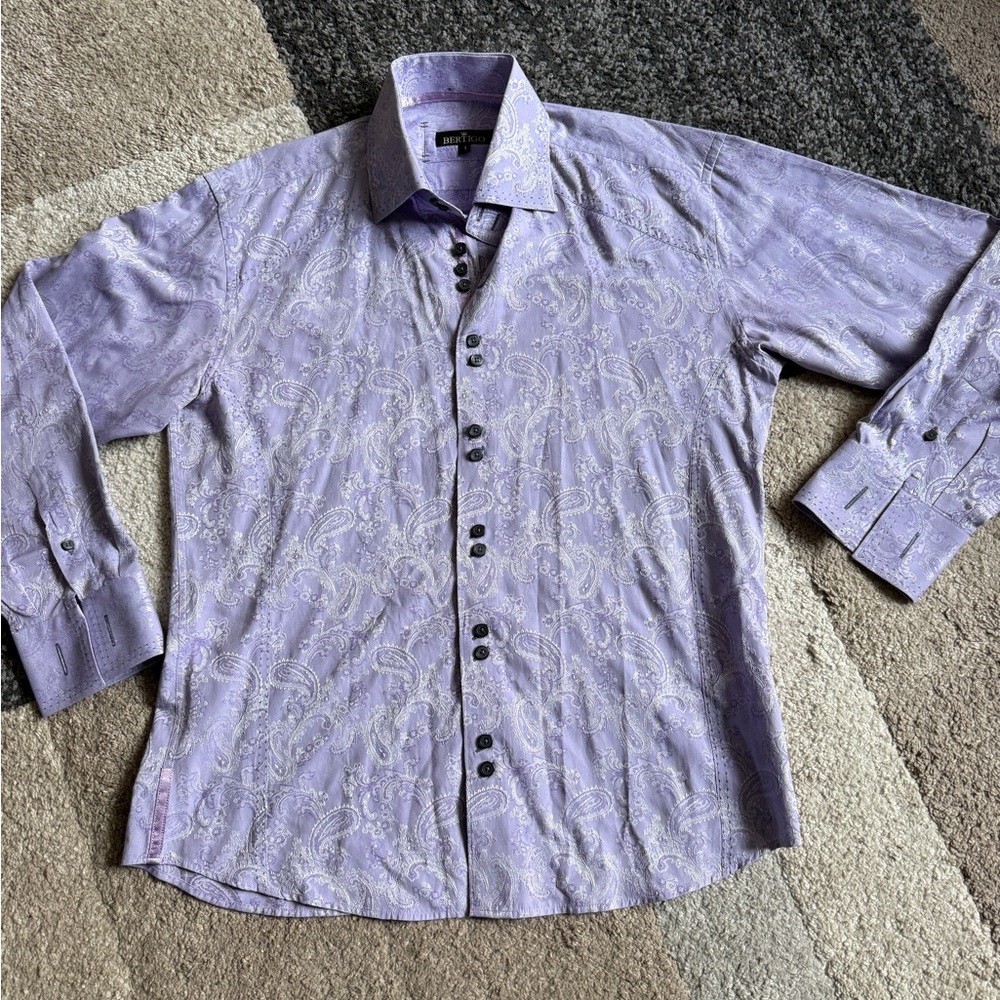 Bertigo Mens Purple Paisley Dress Shirt- Size 5